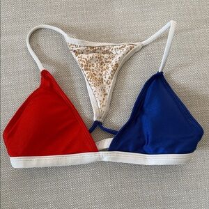 One Teaspoon Red and Blue Triangle Bra